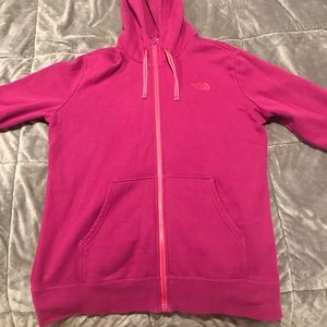 The north face magenta zip up hoodie